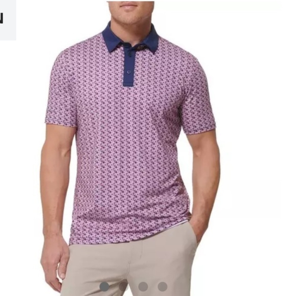 Men's Mizzen+Main Versa Polo Size XXL Color Tea Rose Triangle Geo
